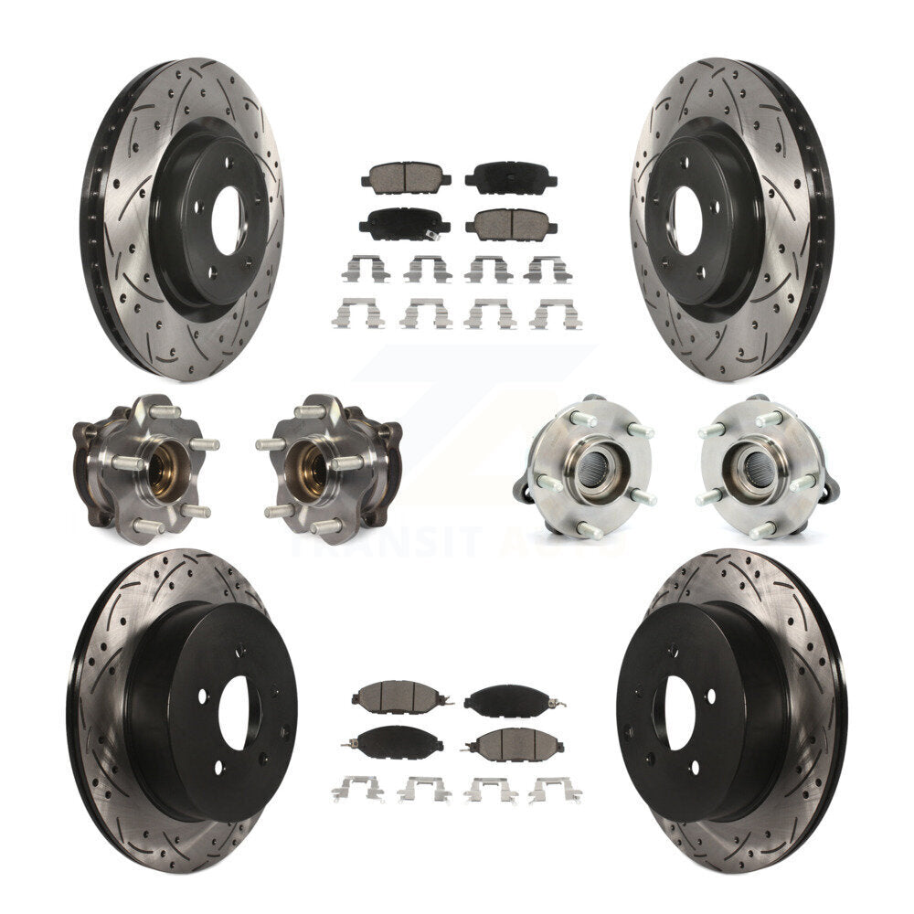 Kit de rotor et de plaquettes de frein revêtus de roulement de moyeu avant et arrière (10 pièces) pour Nissan Pathfinde