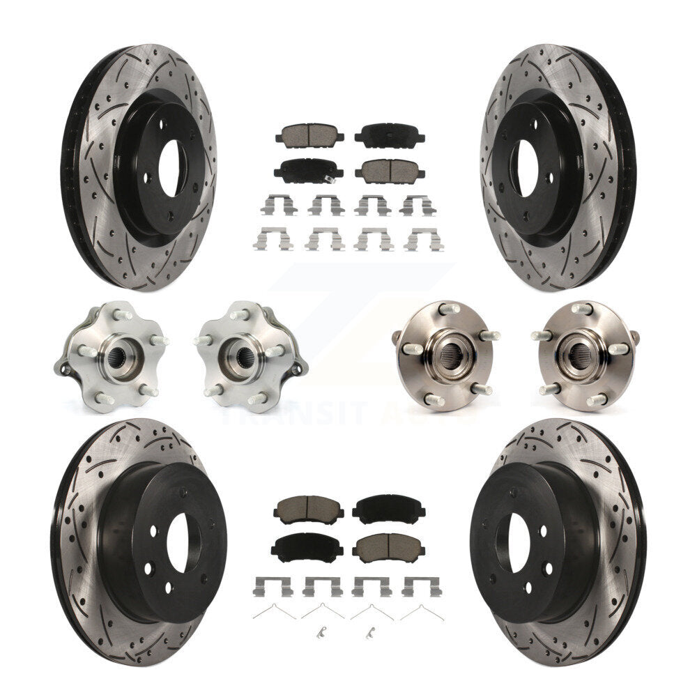 Kit de rotors et plaquettes de frein revêtus de roulement de moyeu avant et arrière (10 pièces) pour Nissan Rogue AW