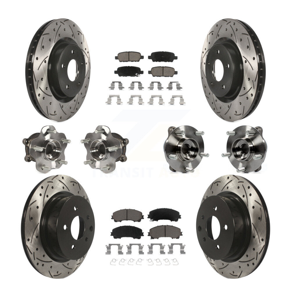 Kit de rotor et de plaquettes de frein revêtus de roulement de moyeu avant et arrière (10 pièces) pour INFINITI QX50 AW