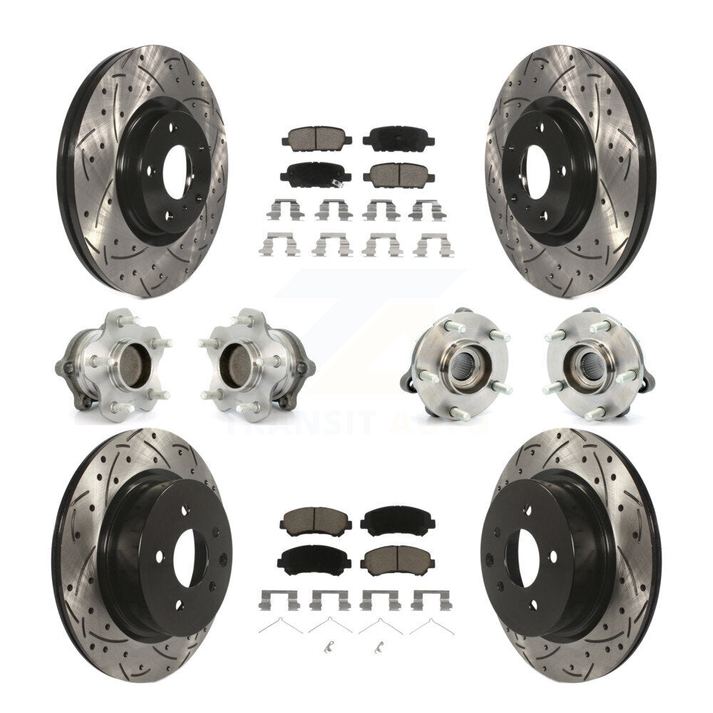 Kit de plaquettes de rotor de frein à disque revêtues de roulement de moyeu avant et arrière (10 pièces) pour Nissan Maxim
