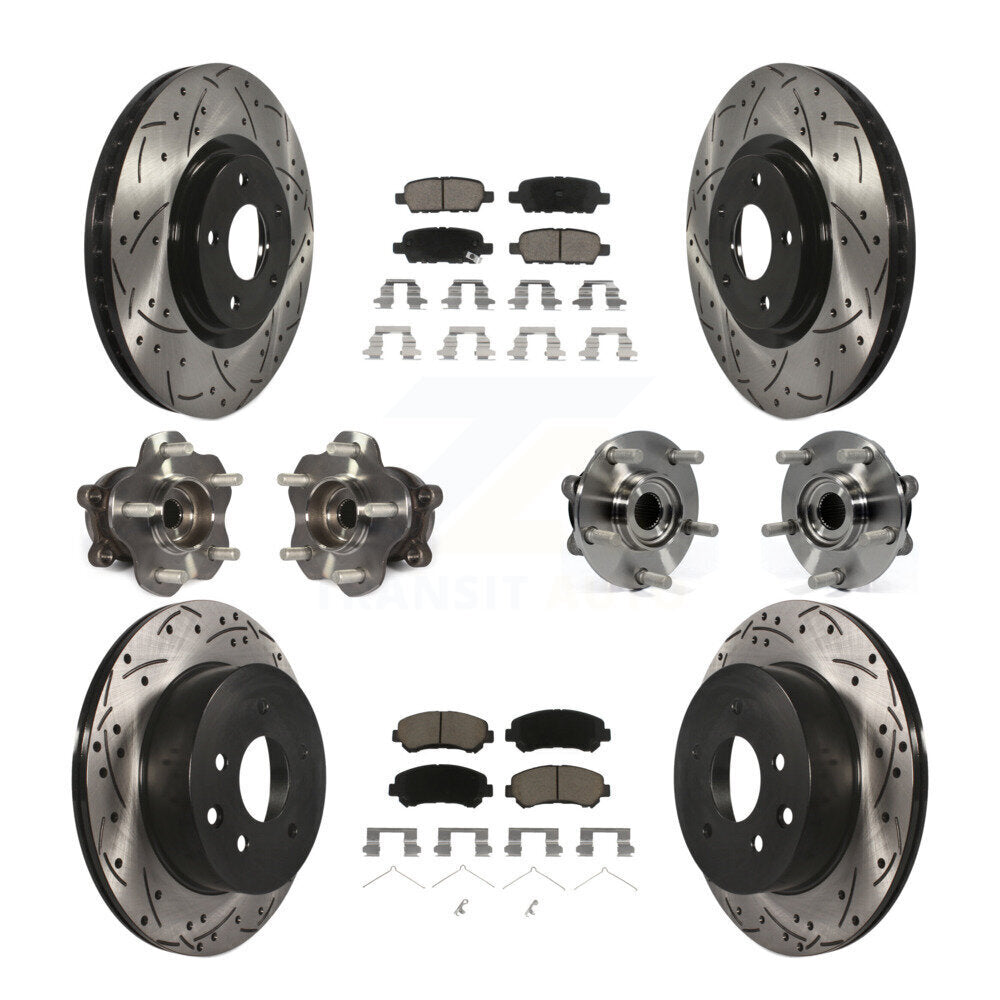 Kit de rotors et plaquettes de frein à disque revêtus de roulement de moyeu avant et arrière (10 pièces) pour Nissan Juk