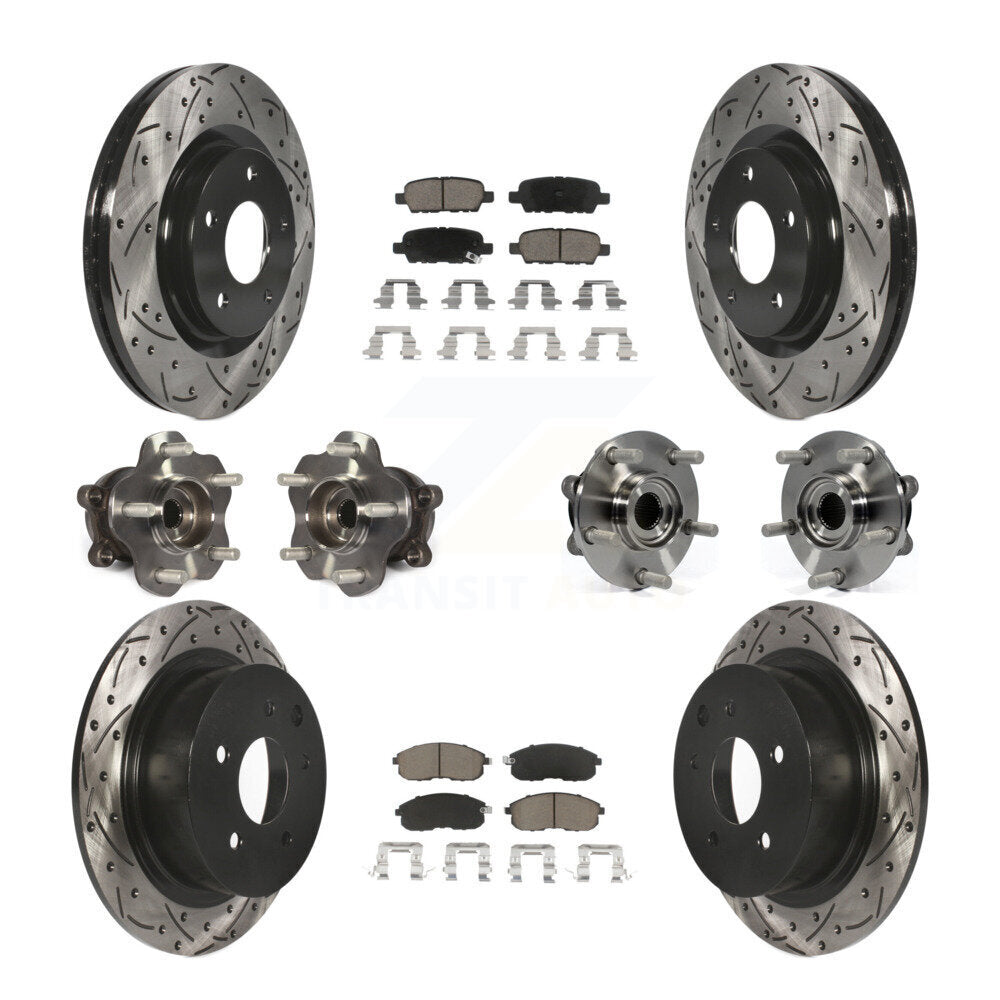Kit de rotors et plaquettes de frein à disque revêtus de roulement de moyeu avant et arrière (10 pièces) pour Nissan Juk
