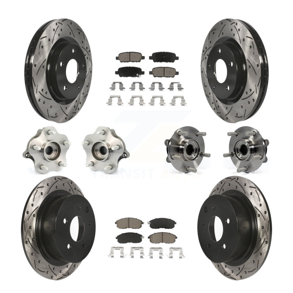 Kit de rotors et plaquettes de frein à disque revêtus de roulement de moyeu avant et arrière (10 pièces) pour Nissan Juk