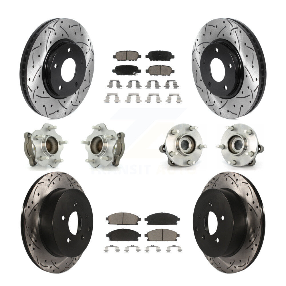 Kit de plaquettes de rotor de frein enduites de roulement de moyeu avant et arrière (10 pièces) pour Nissan Ques 04-09