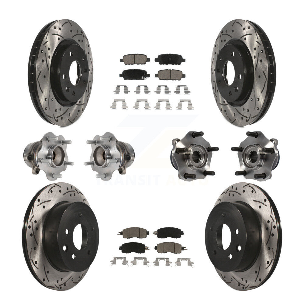 Kit de rotors et plaquettes de frein à disque revêtus de roulement de moyeu avant et arrière (10 pièces) pour Nissan LEA