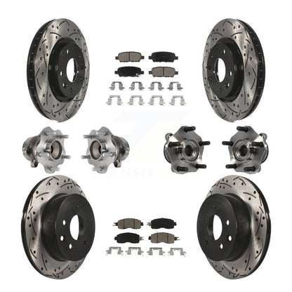 Kit de rotors et plaquettes de frein à disque revêtus de roulement de moyeu avant et arrière (10 pièces) pour Nissan LEA