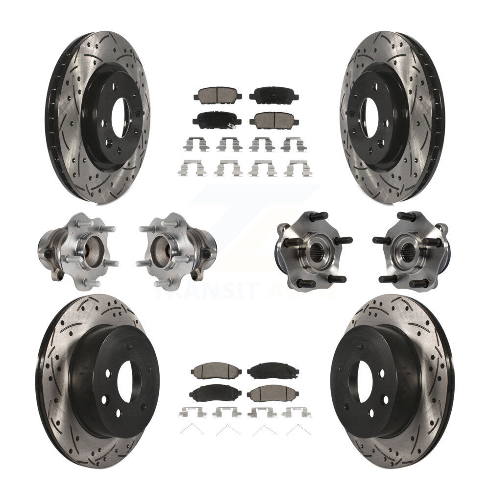 Kit de rotors et plaquettes de frein à disque revêtus de roulement de moyeu avant et arrière (10 pièces) pour Nissan LEA