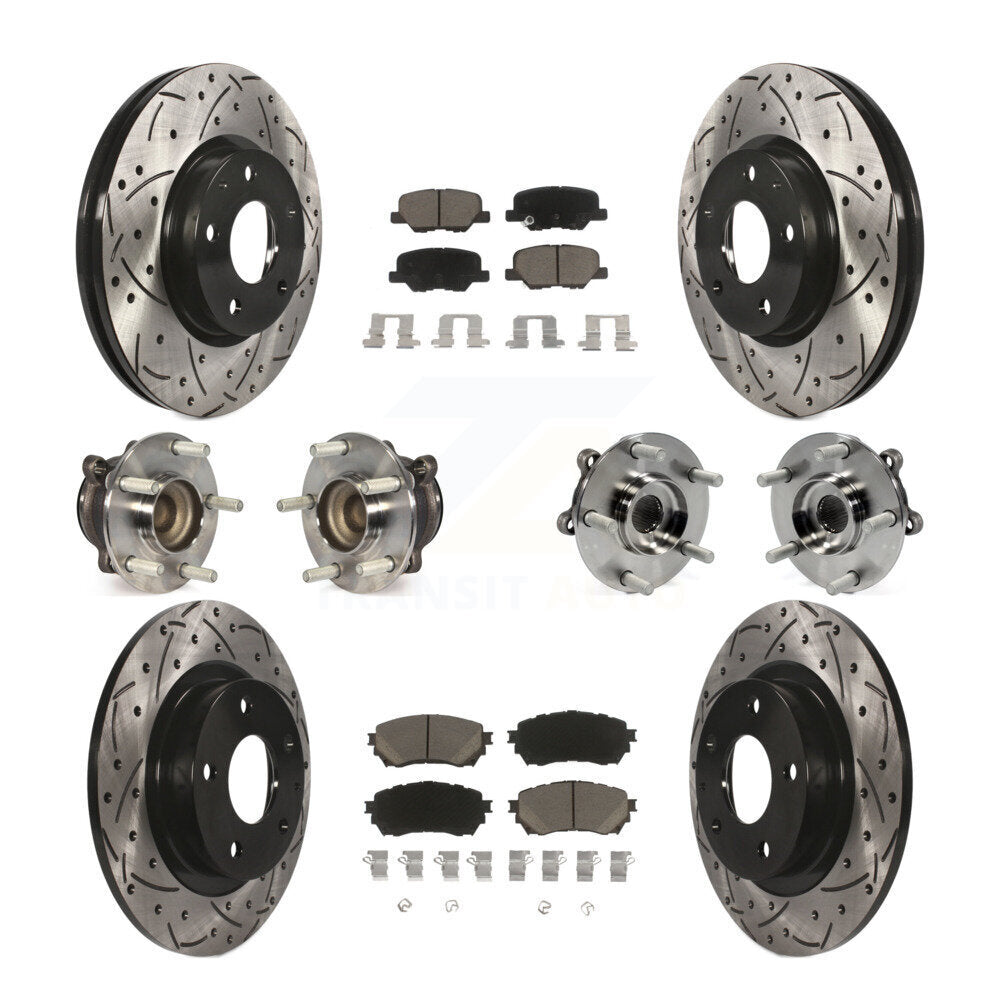 Kit de rotors et plaquettes de frein à disque revêtus de roulements de moyeu avant et arrière (10 pièces) pour Mazda