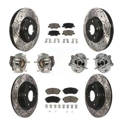 Kit de rotors et plaquettes de frein à disque revêtus de roulements de moyeu avant et arrière (10 pièces) pour Mazda
