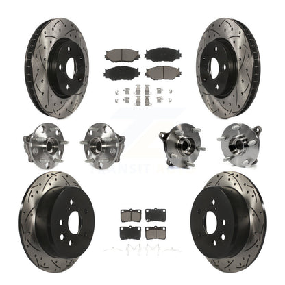 Kit de rotors et plaquettes de frein à disque revêtus de roulement de moyeu avant et arrière (10 pièces) pour Lexus IS25