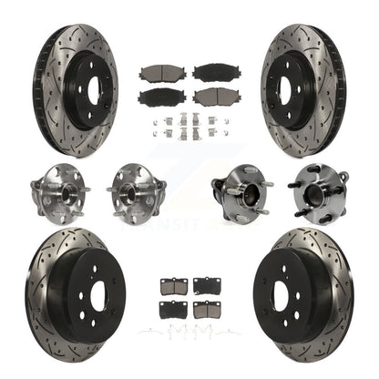 Kit de rotors et plaquettes de frein à disque revêtus de roulement de moyeu avant et arrière (10 pièces) pour Lexus IS25