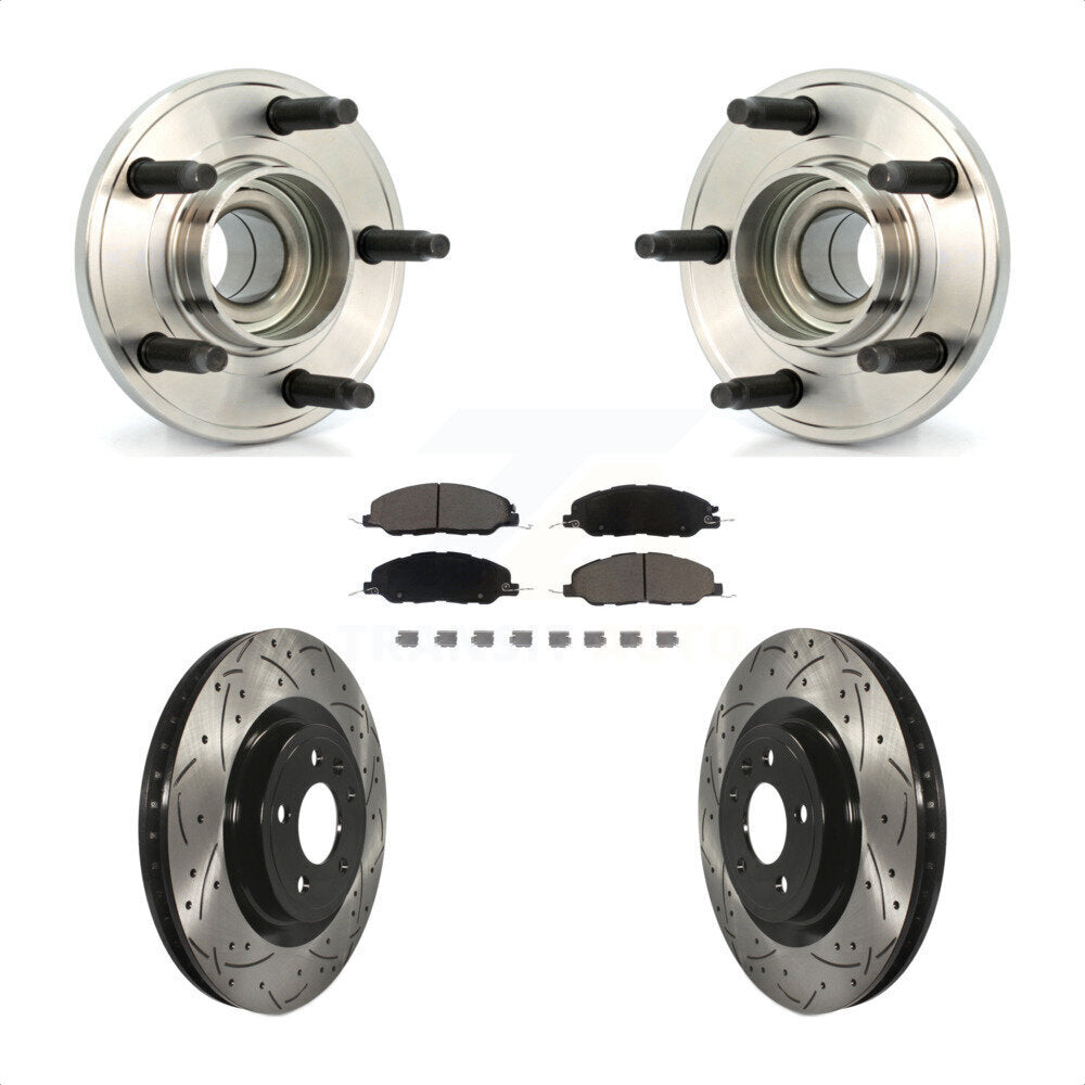 Kit de plaquettes de Rotor de frein, ensemble de roulements de moyeu avant, fente de perçage, pour Ford Mustang