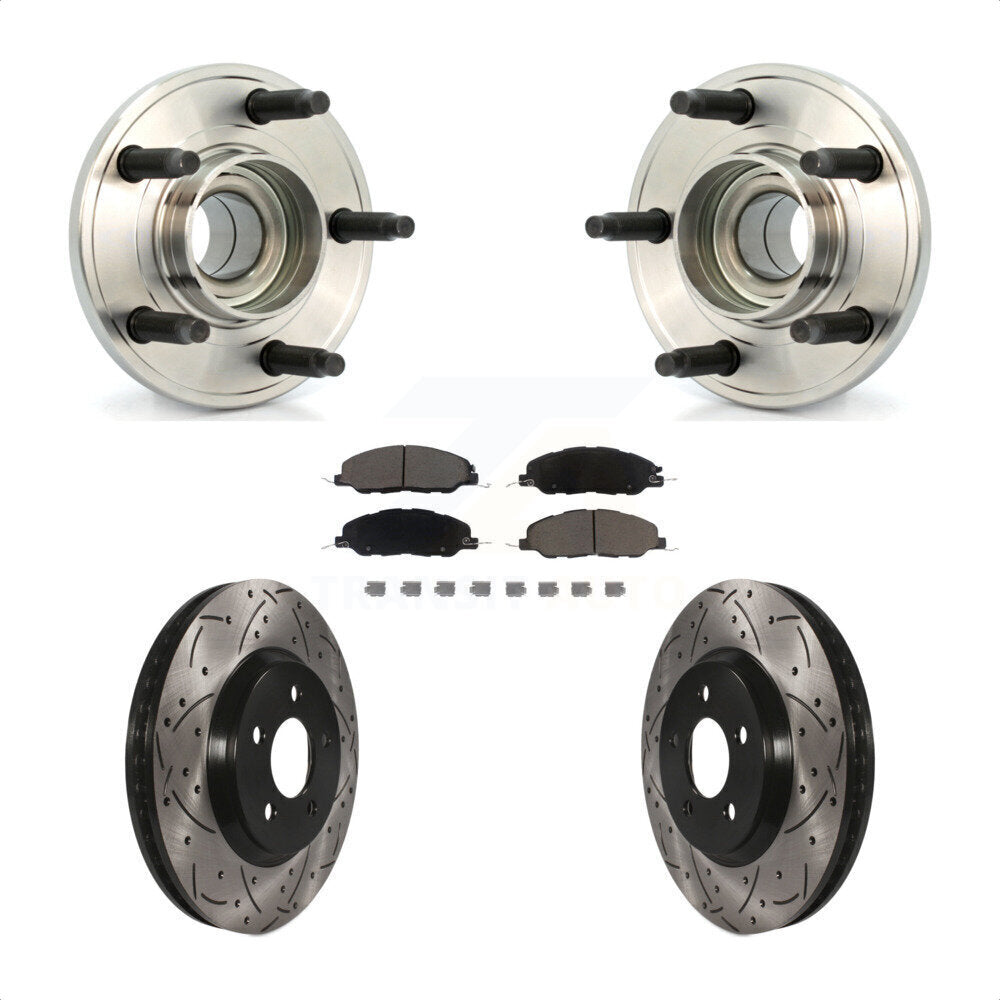 Kit de plaquettes de Rotor de frein, ensemble de roulements de moyeu avant, fente de perçage, pour Ford Mustang