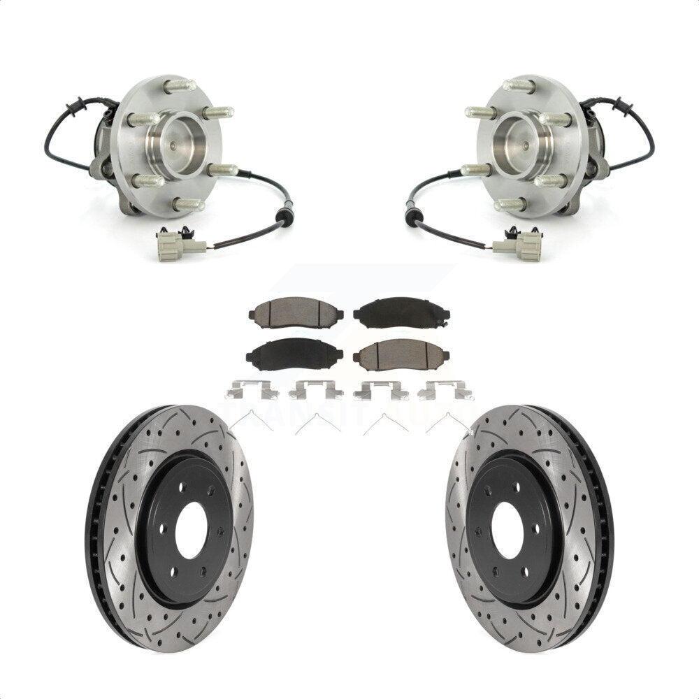 Kit de plaquettes de Rotor de frein, roulement de moyeu avant, fente de perçage, pour Nissan Frontier Pathfinde