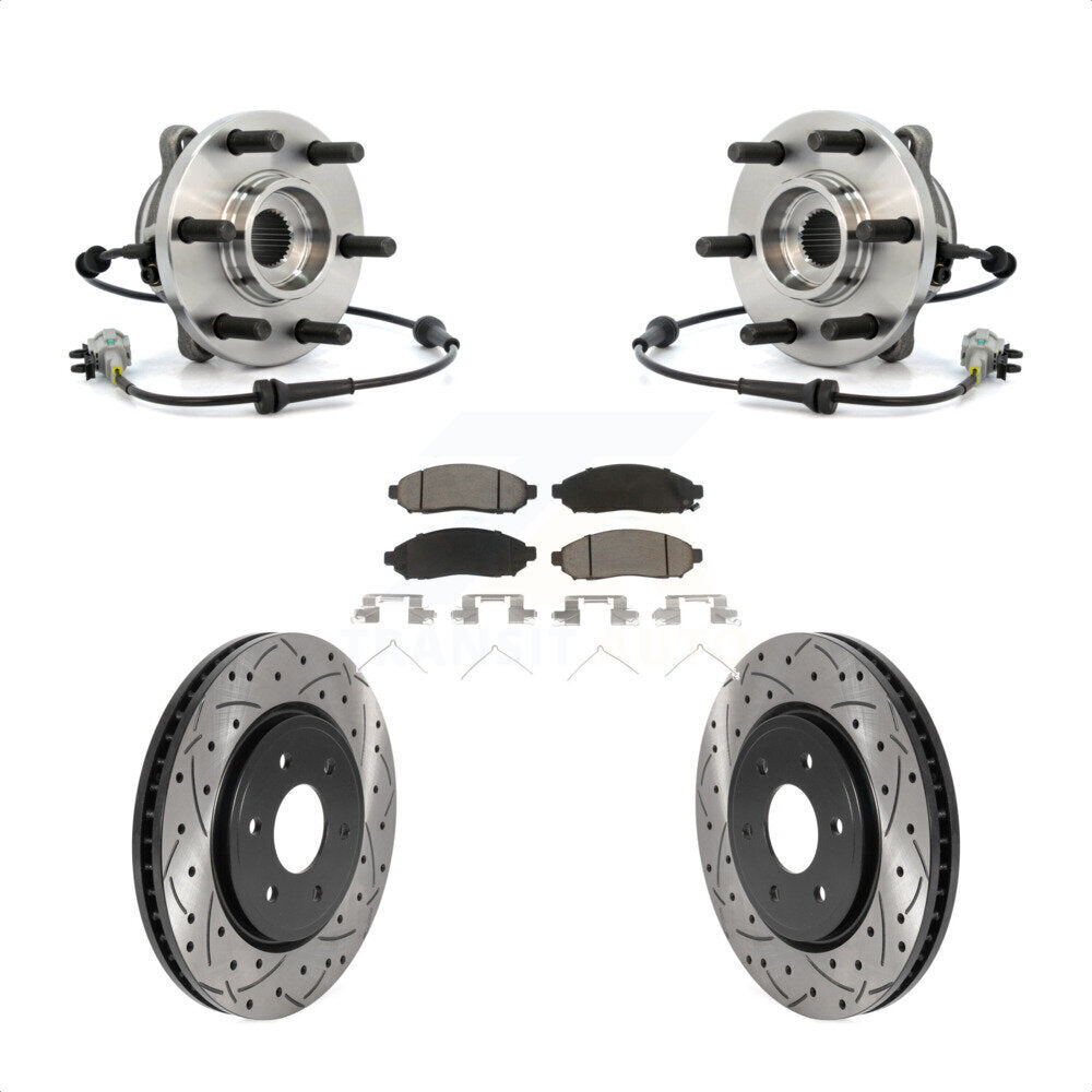 Kit de plaquettes de Rotor de frein, roulement de moyeu avant, fente de perçage, pour Nissan Frontier Pathfinde