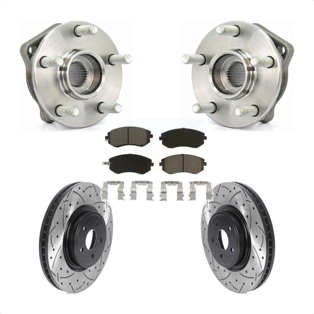 Ensemble de roulements de moyeu avant, fente de perçage, Kit de plaquettes de Rotor de frein pour Subaru Legac