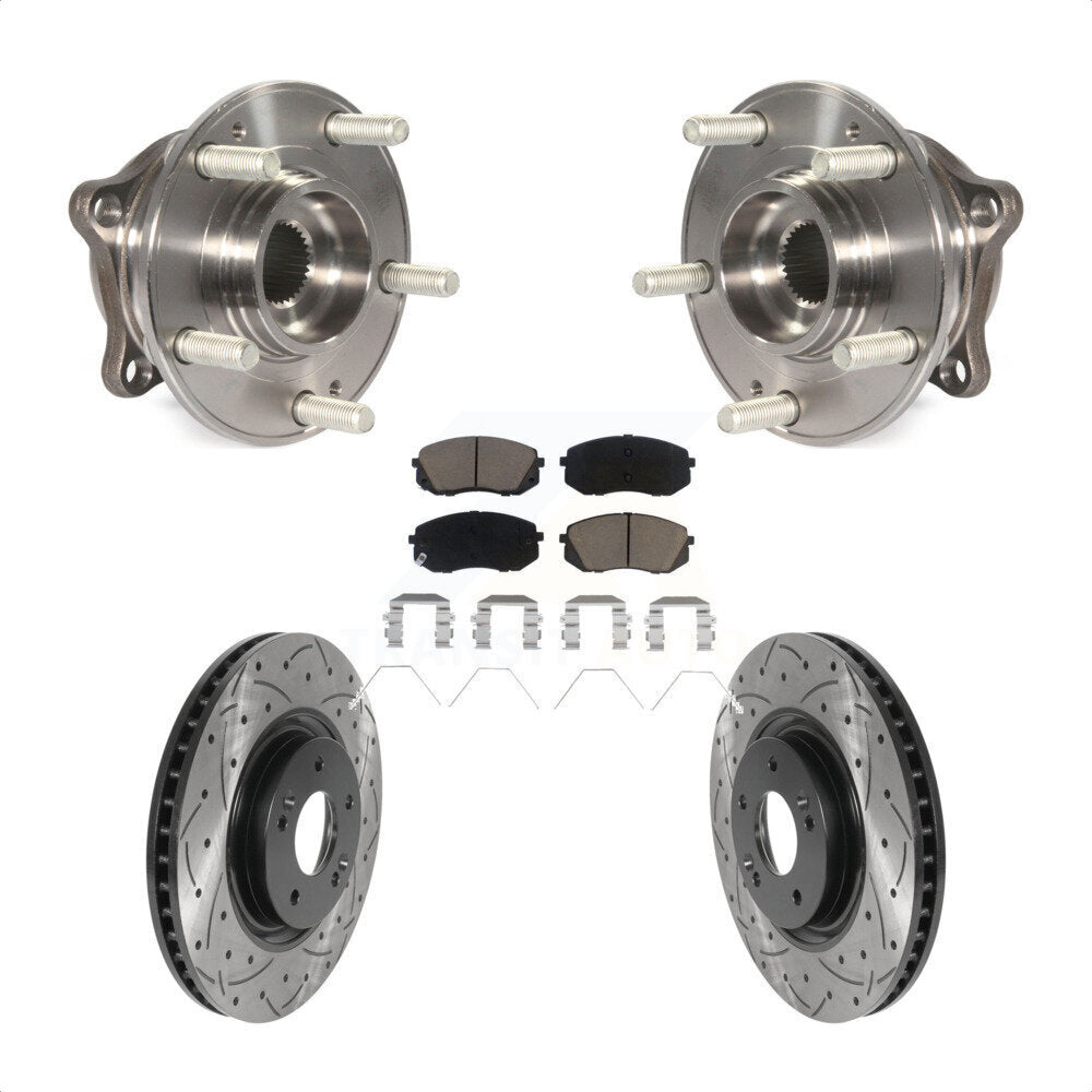 Kit de plaquettes de Rotor de frein, roulement de moyeu avant, fente percée, pour Hyundai Sonata Kia Optim