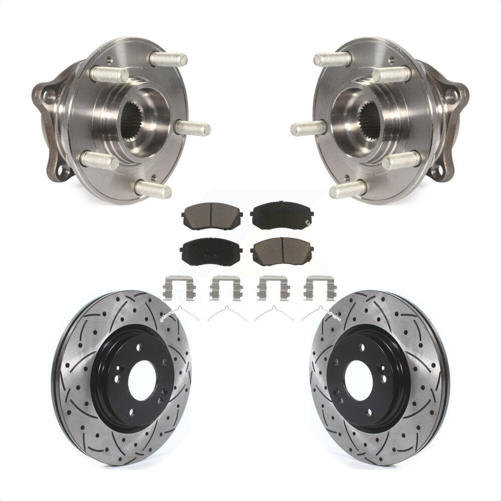 Kit de plaquettes de Rotor de frein, roulement de moyeu avant, fente percée, pour Hyundai Sonata Kia Optim
