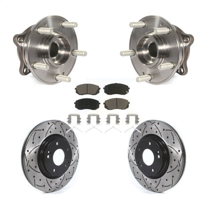 Kit de plaquettes de Rotor de frein, roulement de moyeu avant, fente percée, pour Hyundai Sonata Kia Optim