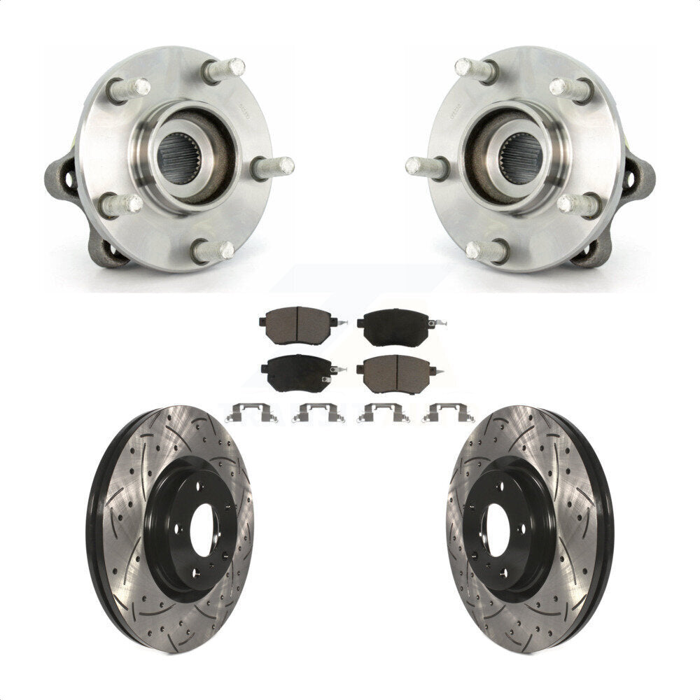 Kit de rotor et de plaquettes de frein à fente percée, roulement de moyeu avant, pour Nissan Muran 2005 – 2007