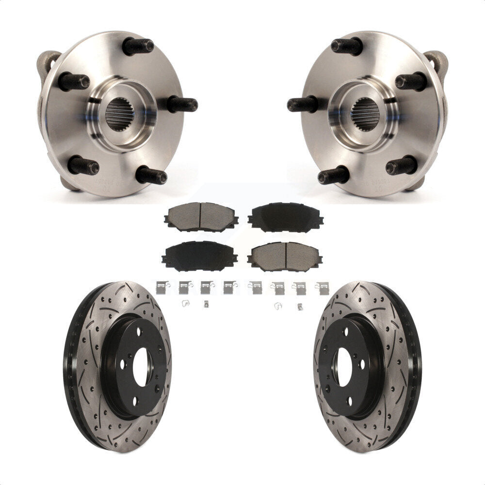 Kit de plaquettes de Rotor de frein, roulement de moyeu avant, fente percée, pour Toyota RAV4 Prius V Scio
