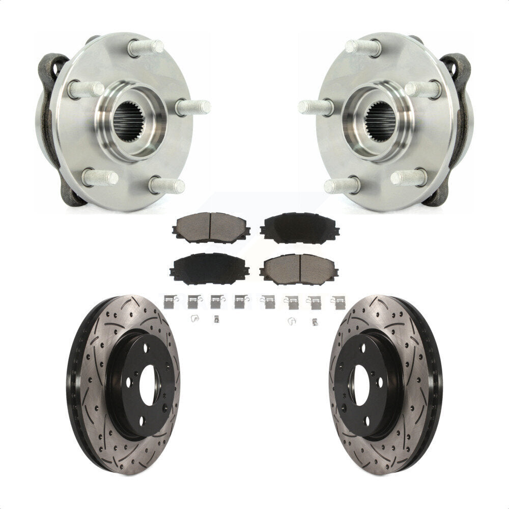 Kit de plaquettes de Rotor de frein à fente percée, roulement de moyeu avant pour Toyota RAV4 L 2013 – 2018