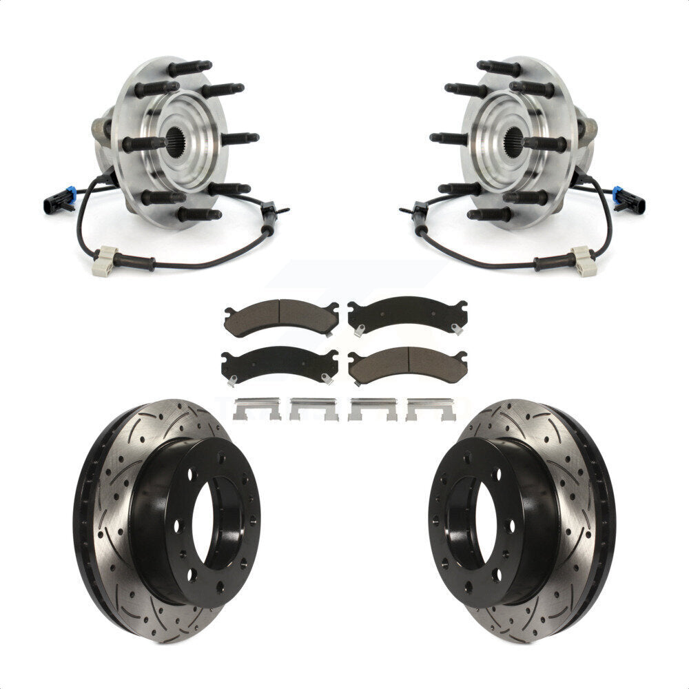 Kit de plaquettes de Rotor de frein, roulement de moyeu avant, fente percée, pour GMC Chevrolet Sierra 250