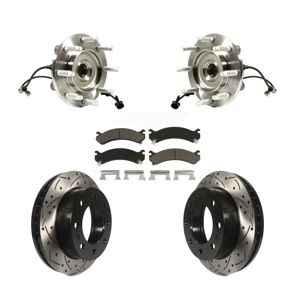 Kit de plaquettes de Rotor de frein, roulement de moyeu avant, fente percée, pour GMC Chevrolet Sierra 250