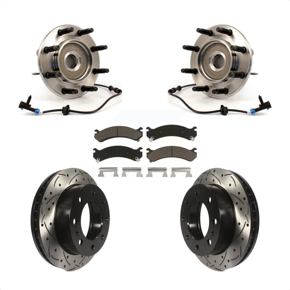 Kit de plaquettes de Rotor de frein, roulement de moyeu avant, fente percée, pour Chevrolet GMC Sierra 250
