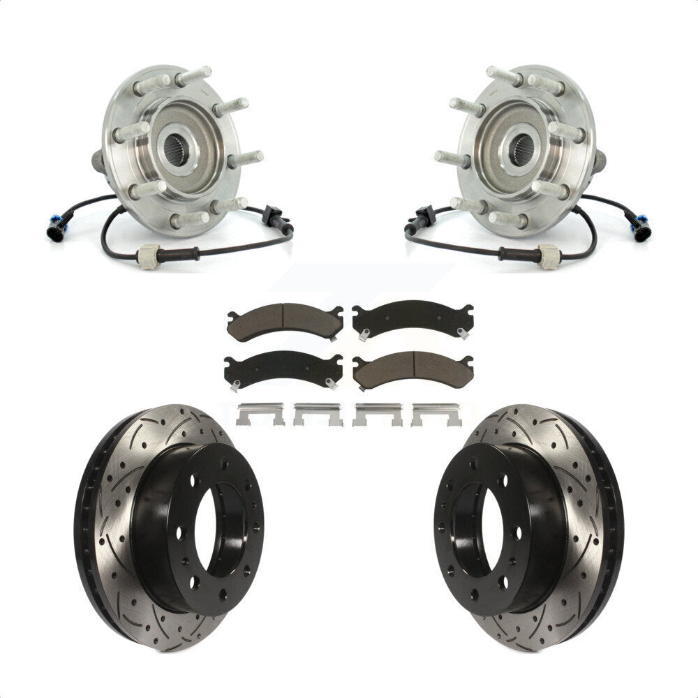 Kit de plaquettes de Rotor de frein, roulement de moyeu avant, fente percée, pour Chevrolet GMC Sierra 350