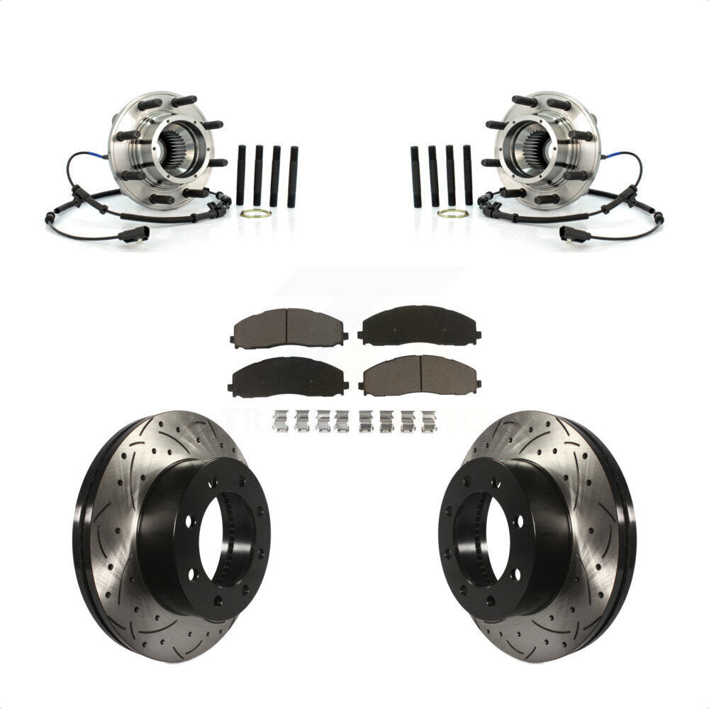 Kit de plaquettes de Rotor de frein, roulement de moyeu avant, fente de perçage, pour Ford F-250 Super Duty F-35