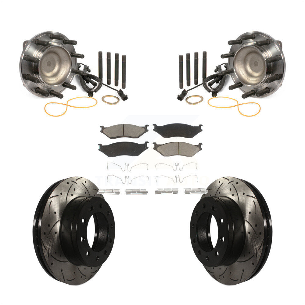 Kit de plaquettes de Rotor de frein, roulement de moyeu avant, fente de perçage, pour Ford F-450 Super Duty F-55