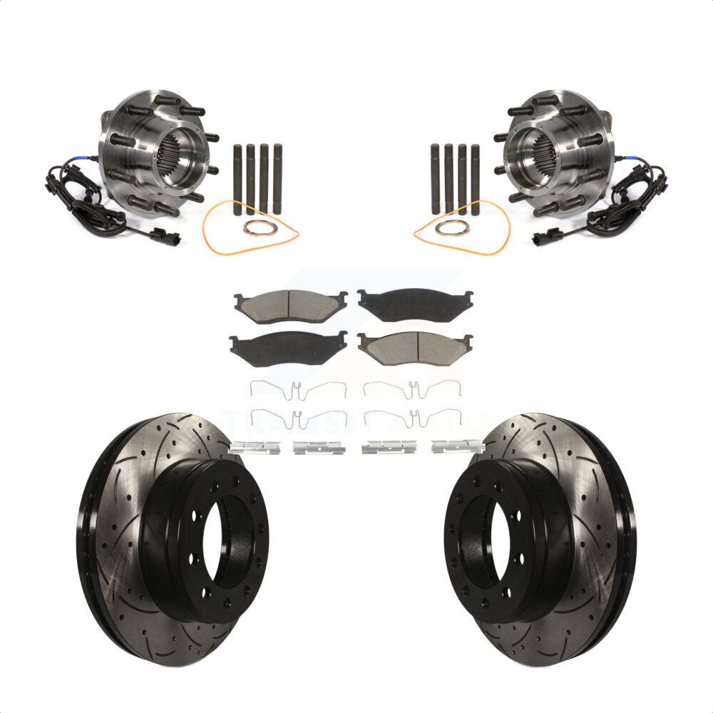 Kit de plaquettes de Rotor de frein, roulement de moyeu avant, fente de perçage, pour Ford F-450 Super Duty F-55