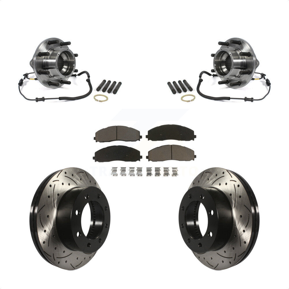 Kit de plaquettes de Rotor de frein, roulement de moyeu avant, fente percée, pour Ford F-350 Super Duty 4W