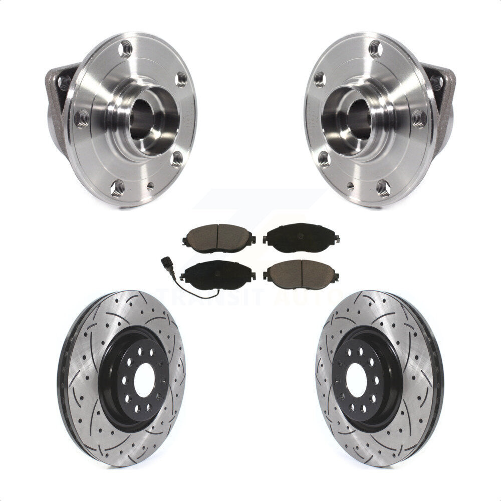 Kit de plaquettes de Rotor de frein, roulement de moyeu avant, fente de perçage, pour Volkswagen Tiguan Jetta Q