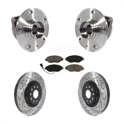 Kit de plaquettes de Rotor de frein, roulement de moyeu avant, fente de perçage, pour Volkswagen Tiguan Jetta Q