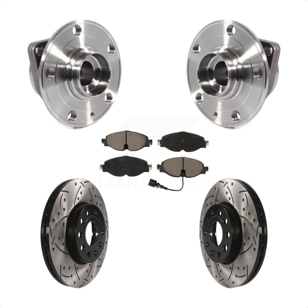 Kit de plaquettes de Rotor de frein, roulement de moyeu avant, fente de perçage, pour Volkswagen Jetta Taos Gol