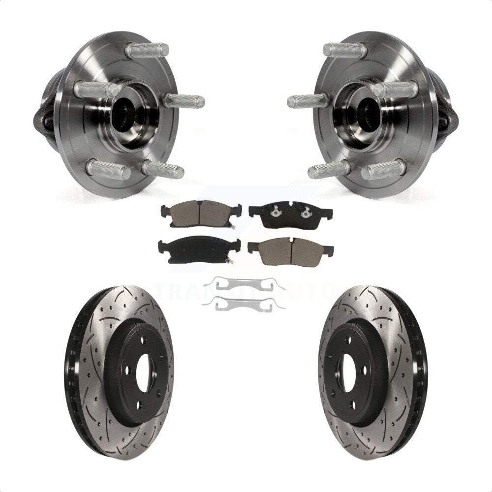 Kit de plaquettes de Rotor de frein, roulement de moyeu avant, fente percée, pour Jeep Grand Cherokee Dodg