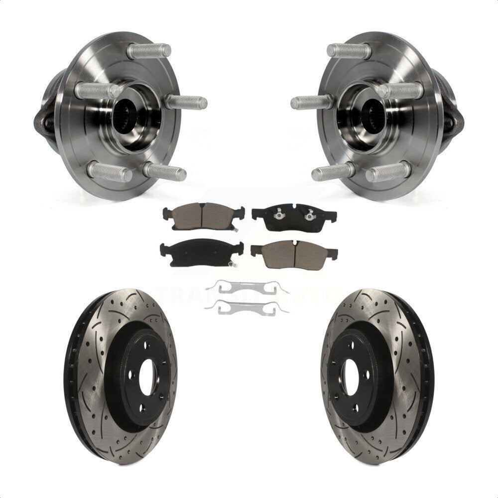 Kit de plaquettes de Rotor de frein, roulement de moyeu avant, fente percée, pour Jeep Grand Cherokee Dodg