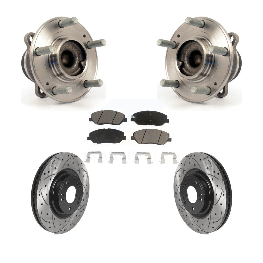 Kit de plaquettes de Rotor de frein, roulement de moyeu avant, fente percée, pour Hyundai Genesis 2012 3.8