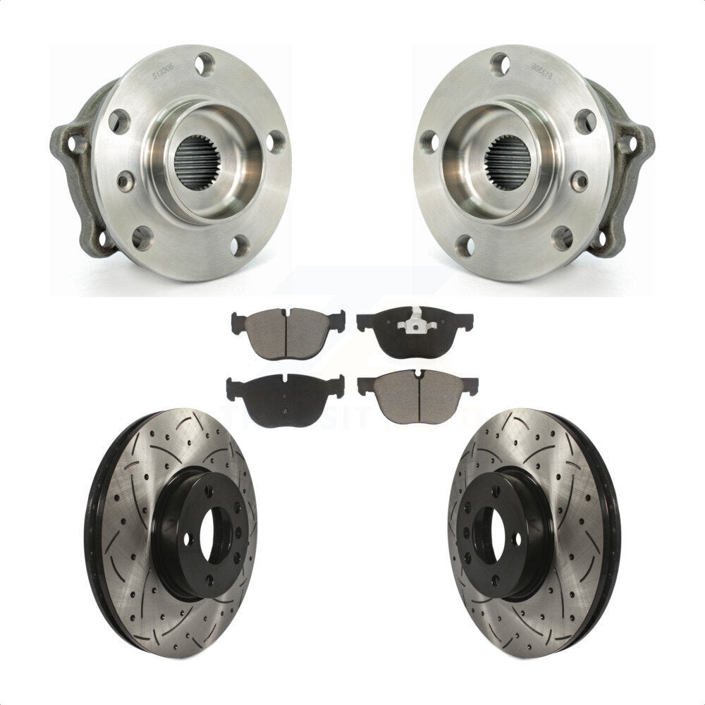 Ensemble de roulement de moyeu avant, Kit de plaquettes de Rotor de frein à fente percée pour BMW X5 X