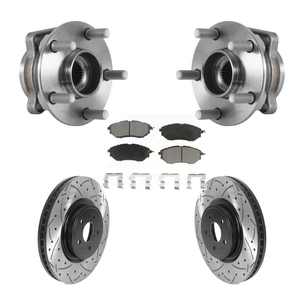 Kit de plaquettes de Rotor de frein, roulement de moyeu avant, fente de perçage revêtue, pour Subaru Forester 2.0