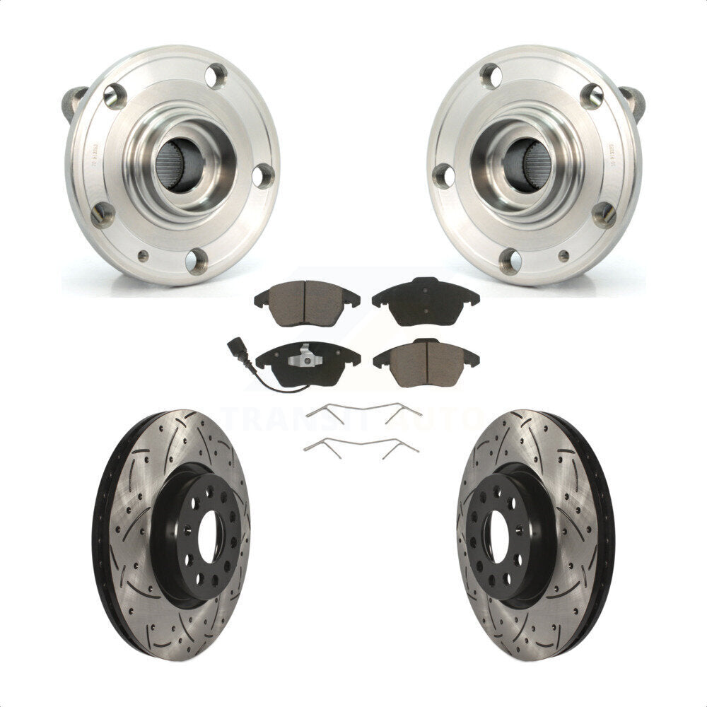 Kit de plaquettes de Rotor de frein, roulement de moyeu avant, fente de perçage, pour Volkswagen Jetta Beetle GT