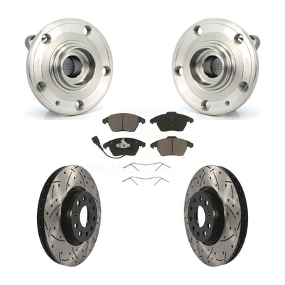 Kit de plaquettes de Rotor de frein, roulement de moyeu avant, fente de perçage, pour Volkswagen Jetta Beetle GT