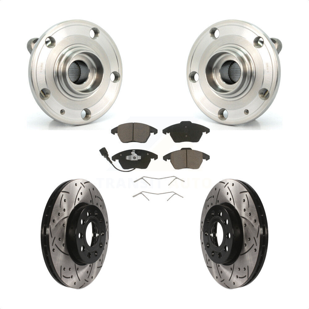 Kit de plaquettes de Rotor de frein, roulement de moyeu avant, fente de perçage, pour Volkswagen Jetta Beetle Eo