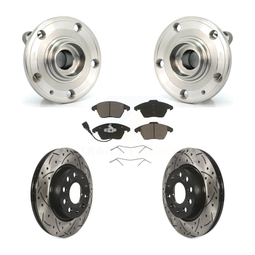Kit de plaquettes de Rotor de frein, roulement de moyeu avant, fente de perçage, pour Volkswagen GTI Audi A