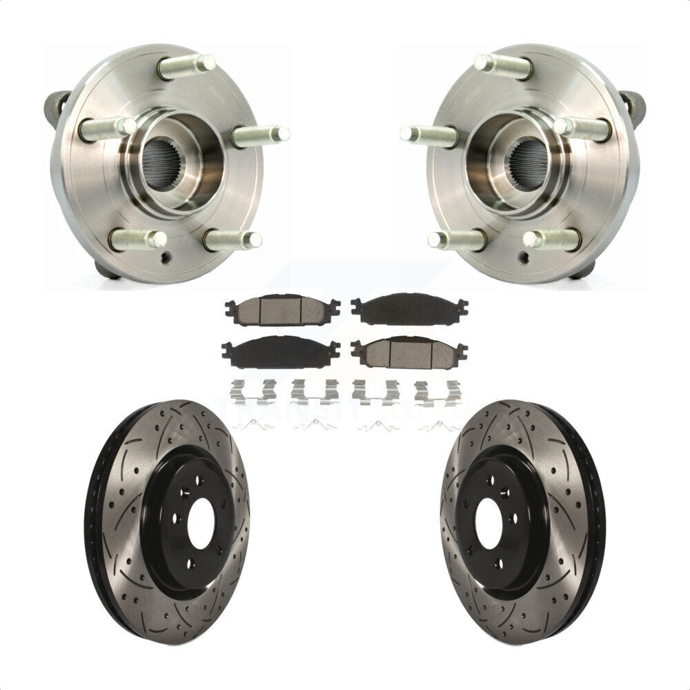 Kit de plaquettes de Rotor de frein, roulement de moyeu avant, fente percée, pour Ford Flex Taurus Lincol