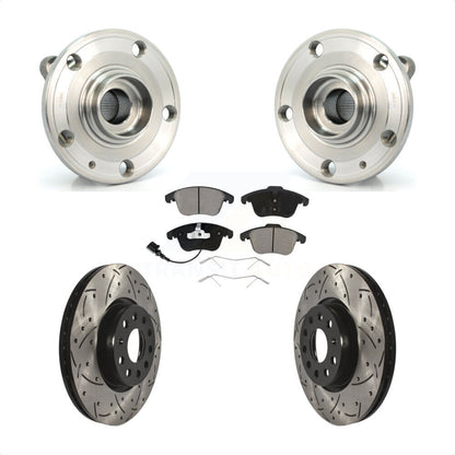 Kit de plaquettes de Rotor de frein, roulement de moyeu avant, fente de perçage, pour Volkswagen Tiguan Passat Q