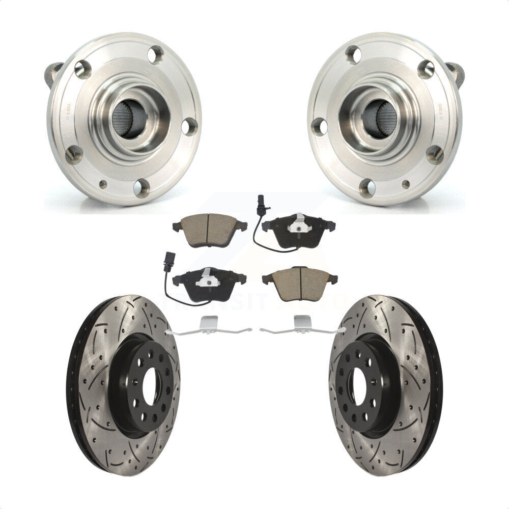 Ensemble de roulements de moyeu avant, fente de perçage, Kit de plaquettes de Rotor de frein pour Volkswagen C