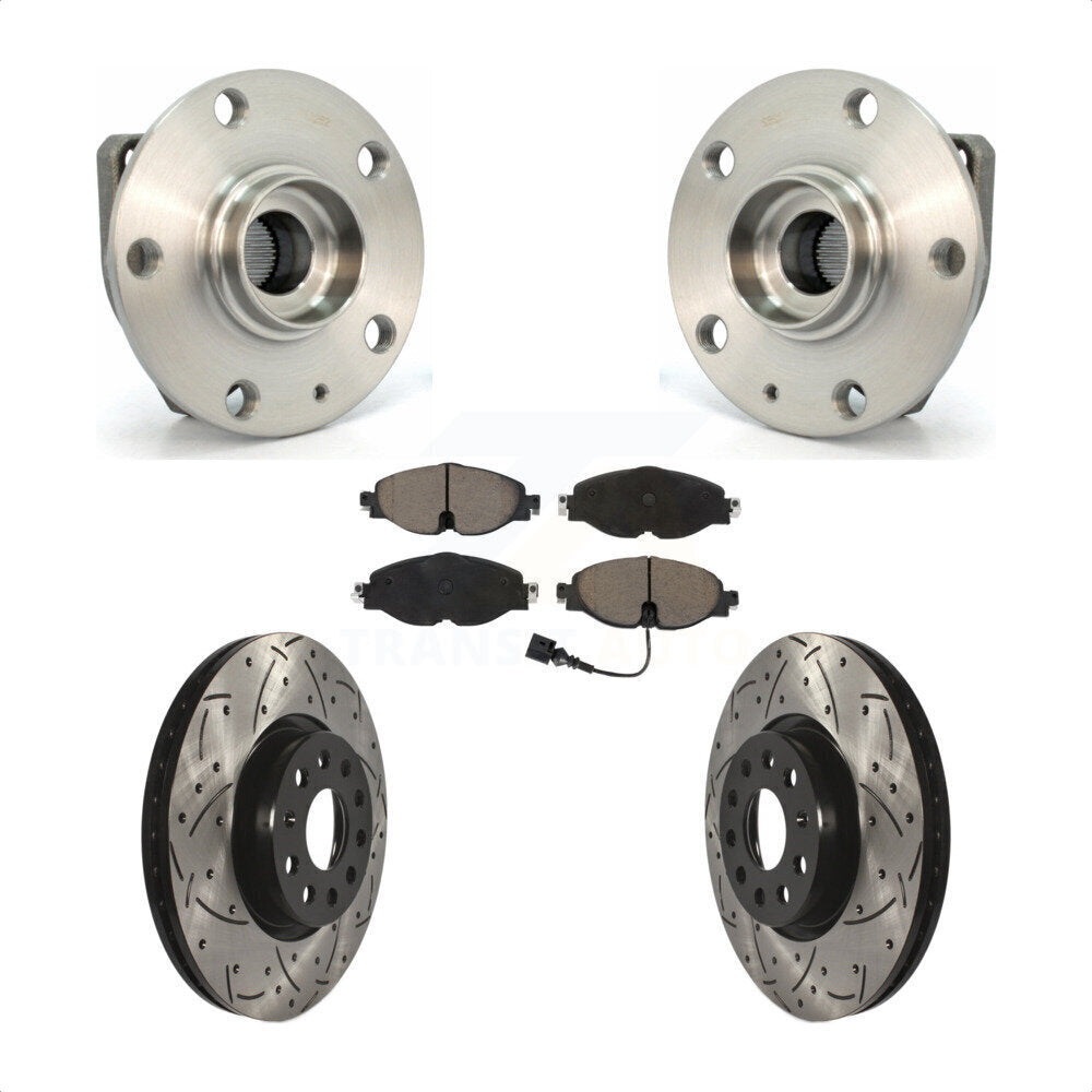 Kit de plaquettes de Rotor de frein, roulement de moyeu avant, fente percée, pour Volkswagen Golf Alltrac